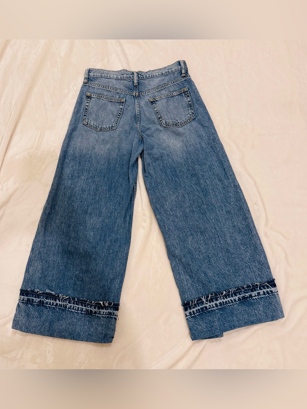 GAP Baggy Mid Rise Wide-Leg Sailor style Denim Jeans in Light Blue, Size 4P/27 - Picture 2 of 7